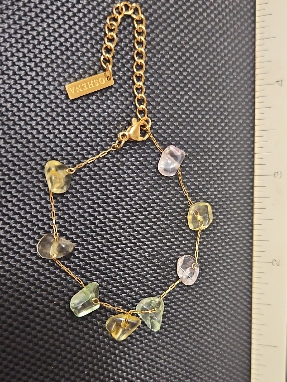 Oshena 18K Gold Plated Tarnish Free Raw Crystal Chip Bracelet